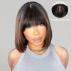 yaki straight bob wig with bang highlight
