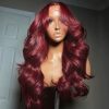 99j burgundy curtain bang body wave glueless wig (2)