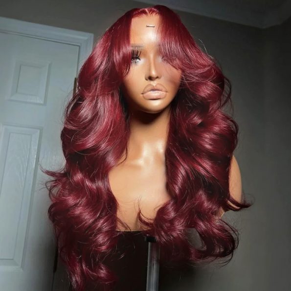 99j burgundy curtain bang body wave wig (1)