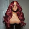 99j burgundy curtain bang body wave glueless wig (2)
