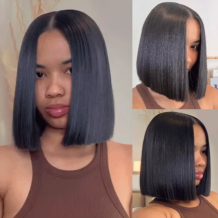 2x6 minimalist lace bone straight bob wig blunt cut