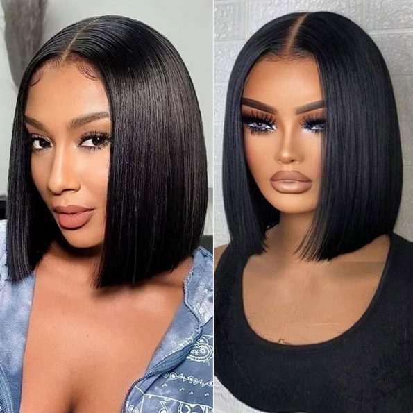 bone straight 2×6 minimalist lace blunt cut bob wig