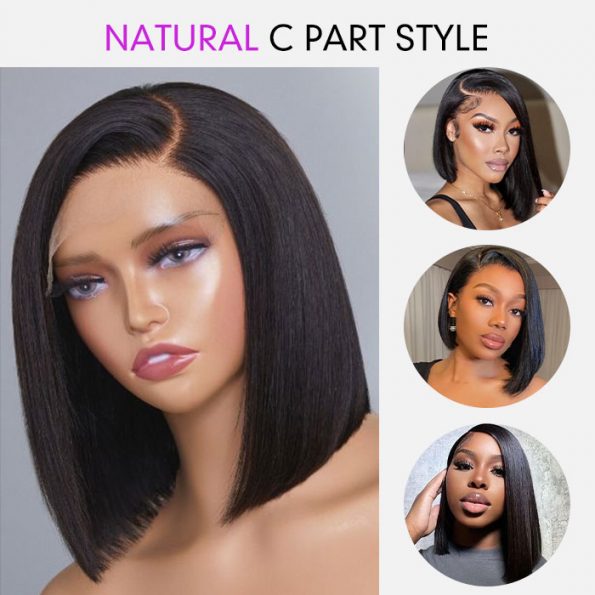 natural c part bob wig