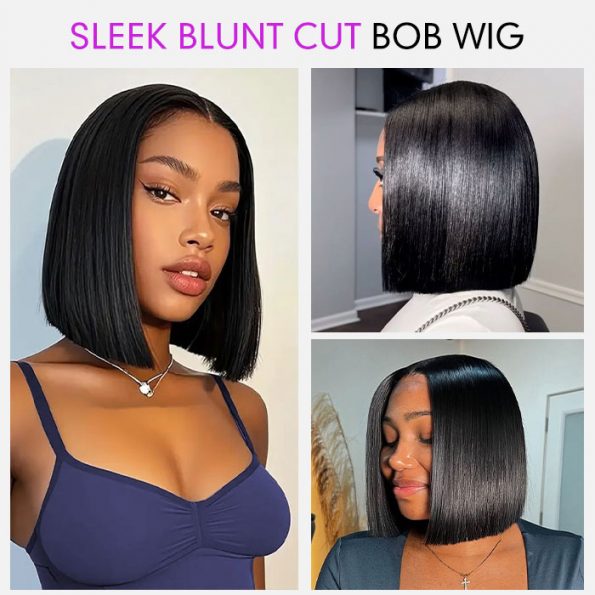 sleek blunt cut bob wig