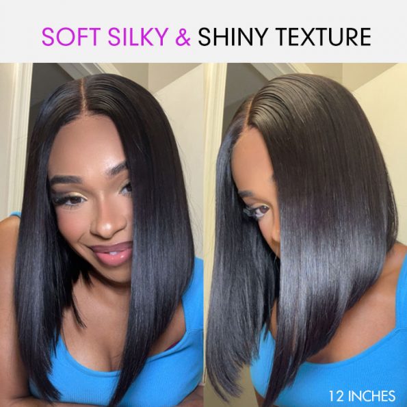 soft silky bone straight bob wig 12 inch