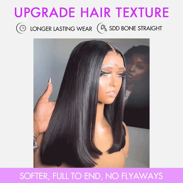 super double drawn straight wig mid length