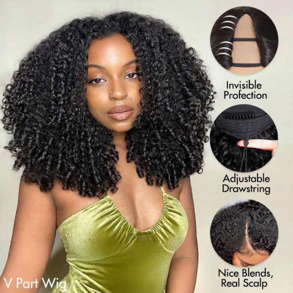 burmese curly v part wig