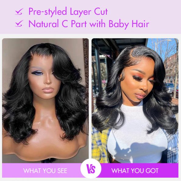 butterfly haircuts c part with baby hair mid length