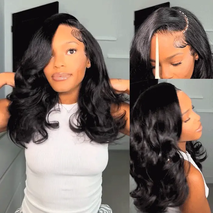butterfly haircuts c part with baby hair mid length