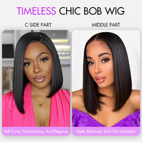 timeless chic bob wig c part vs middle part