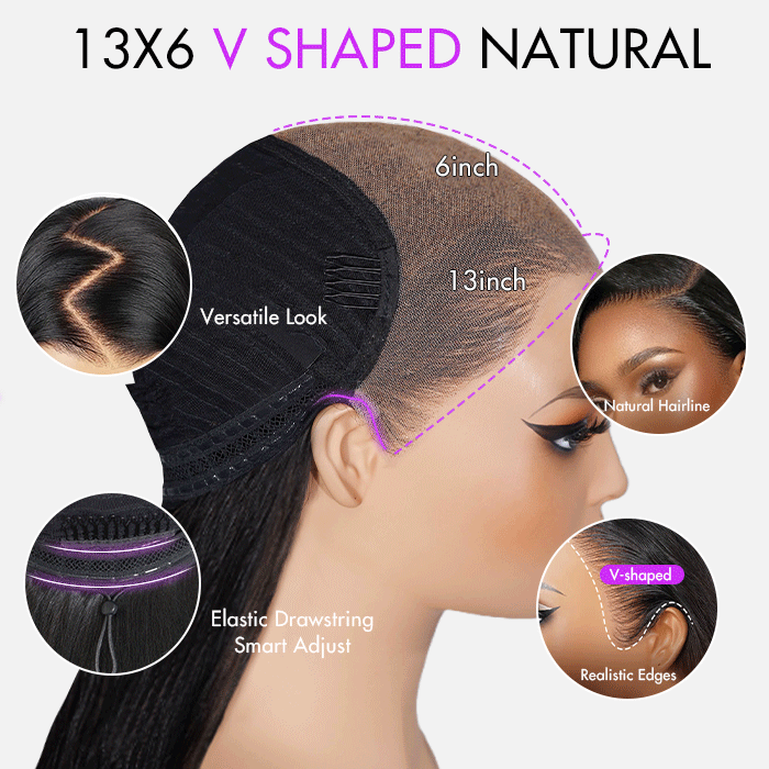 13×6 v shaped natural hairline