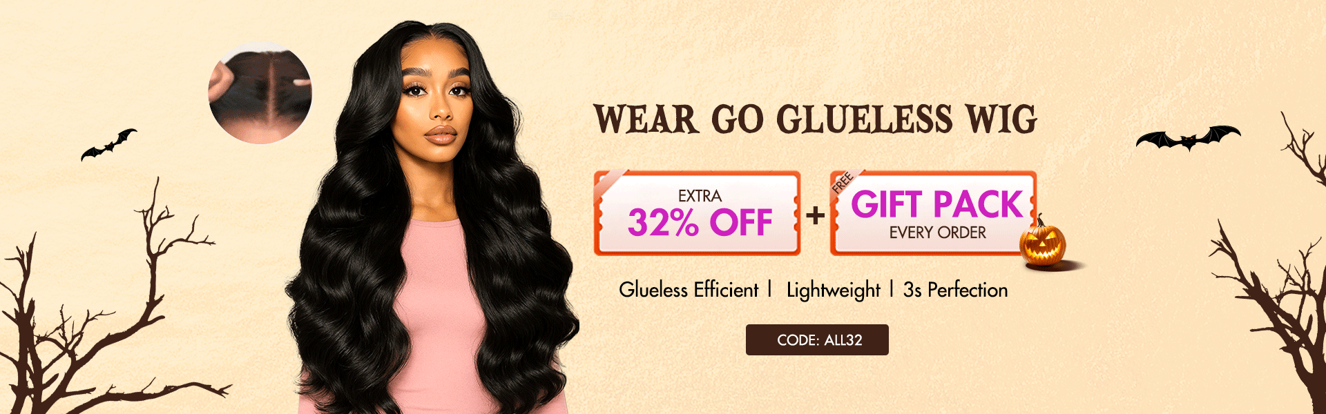 halloween sale glueless wig