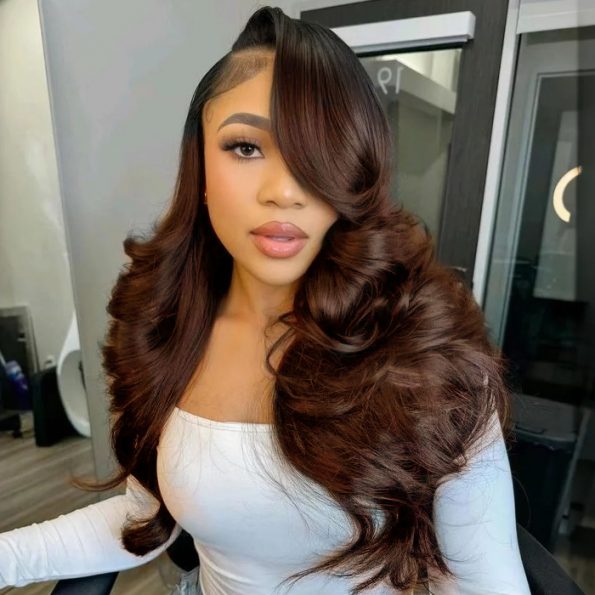 ombre brown butterfly haircut pre-style loose wave wig (2)