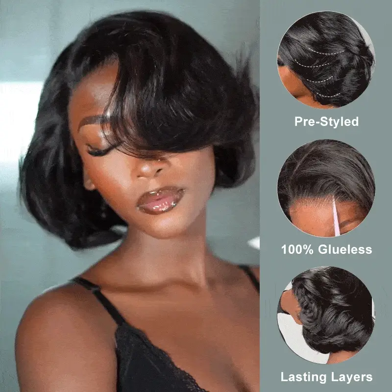 pre-layered straight bob wig
