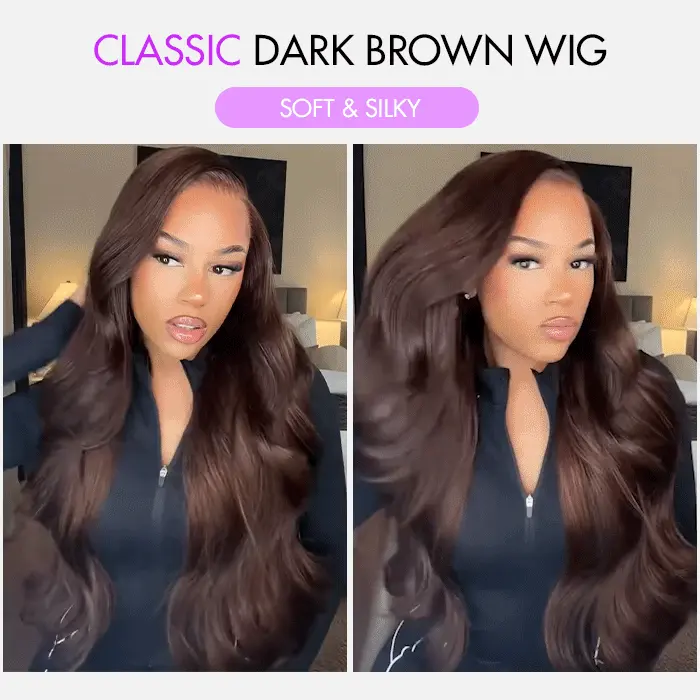 dark brown hd lace body wave wig