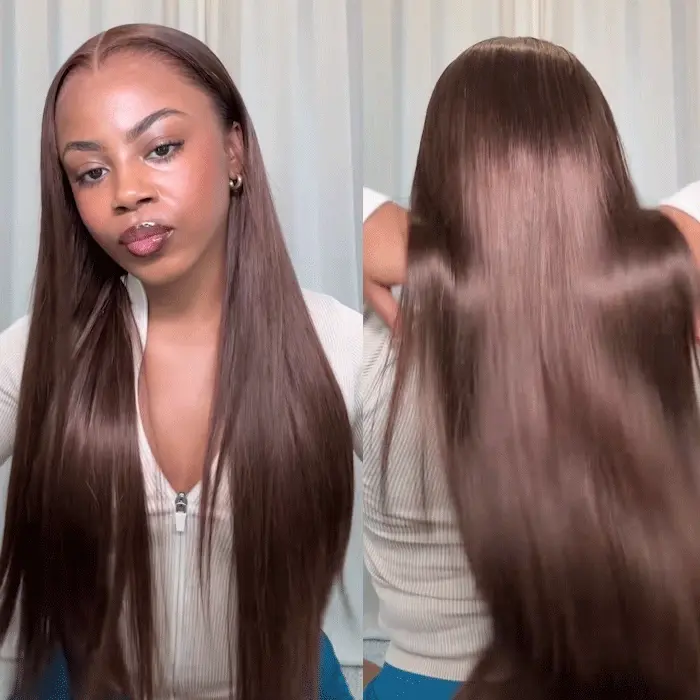 dark brown straight hd lace frontal wig